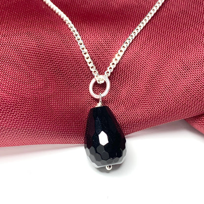 Tear Drop Silver Pear Shaped Onyx Necklace Pendant