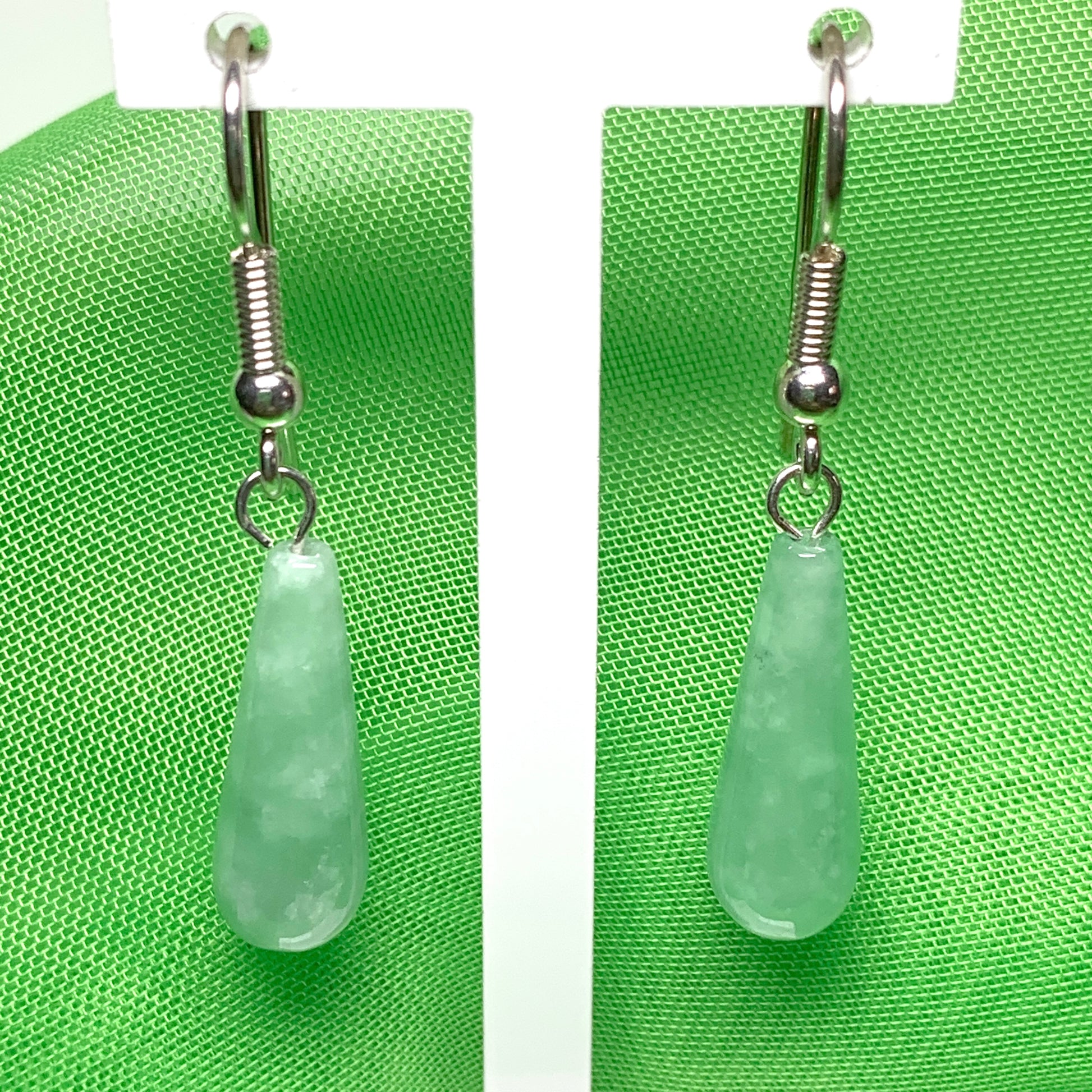 Jade silver drop earrings