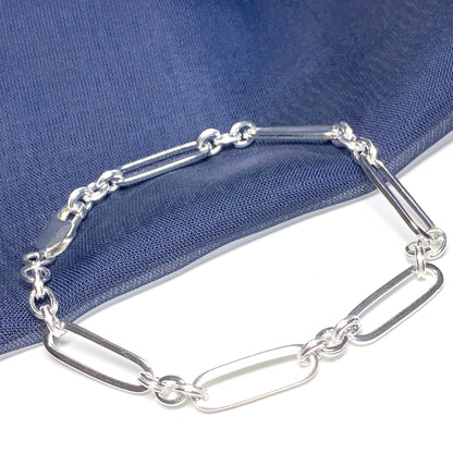 Long link ladies polished sterling silver bracelet