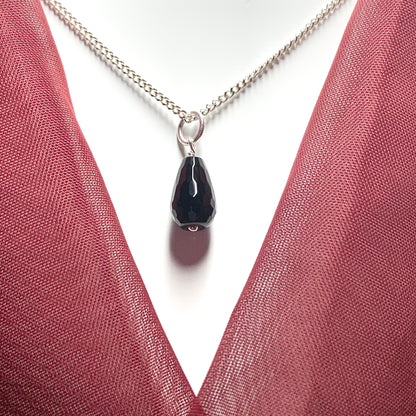 Tear Drop Silver Pear Shaped Onyx Necklace Pendant