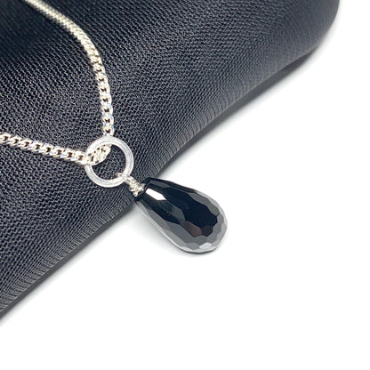 Tear Drop Silver Pear Shaped Onyx Necklace Pendant