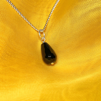 Tear Drop Silver Pear Shaped Onyx Necklace Pendant