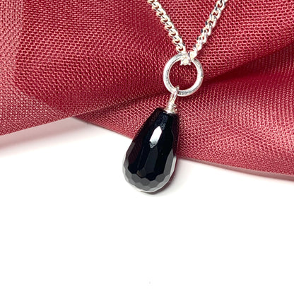 Tear Drop Silver Pear Shaped Onyx Necklace Pendant