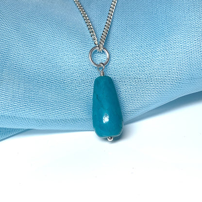 Medium Turquoise Peardrop Sterling Silver Necklace