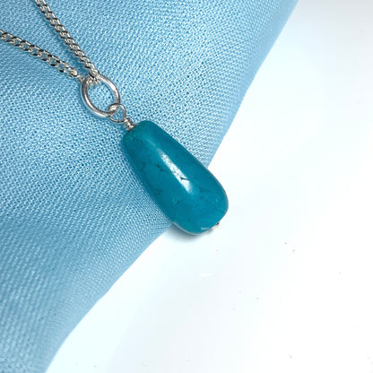 Medium Turquoise Peardrop Sterling Silver Necklace