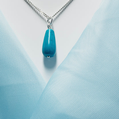 Medium Turquoise Peardrop Sterling Silver Necklace