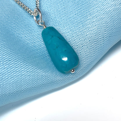 Medium Turquoise Peardrop Sterling Silver Necklace