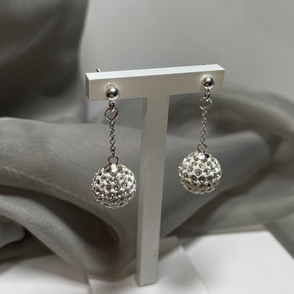 Not Tresor Paris 10 mm white large Bon Bon crystal round drop Earrings