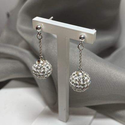 Not Tresor Paris 10 mm white large Bon Bon crystal round drop Earrings