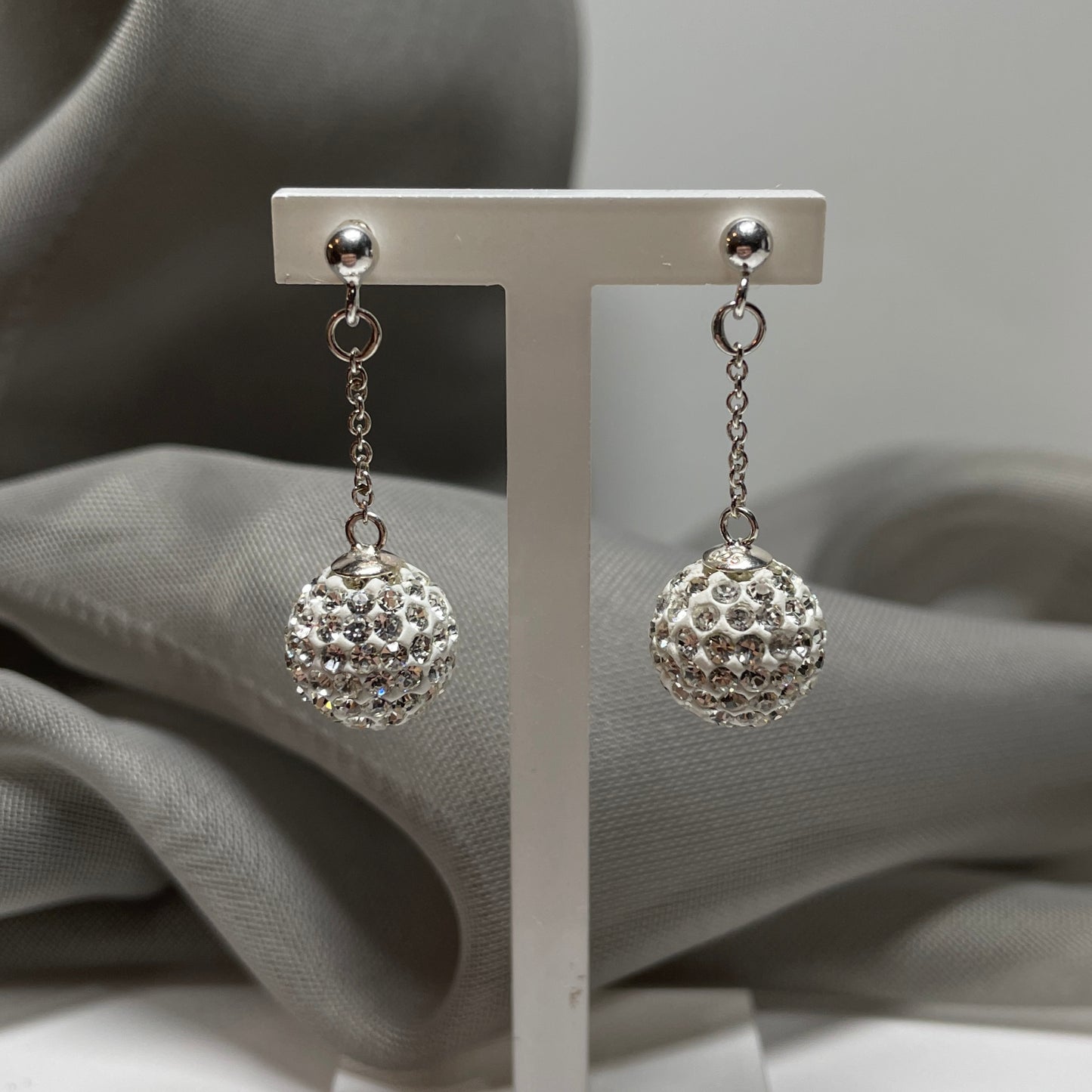 Not Tresor Paris 10 mm white large Bon Bon crystal round drop Earrings