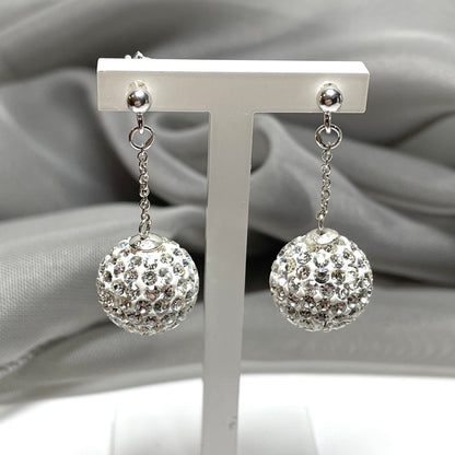 Not Tresor Paris 12 mm white large Bon Bon crystal round drop Earrings