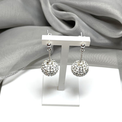 Not Tresor Paris 12 mm white large Bon Bon crystal round drop Earrings