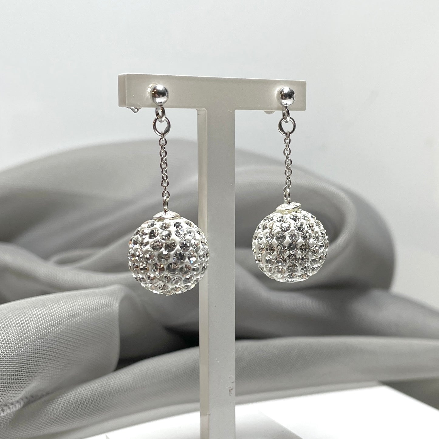 Not Tresor Paris 12 mm white large Bon Bon crystal round drop Earrings