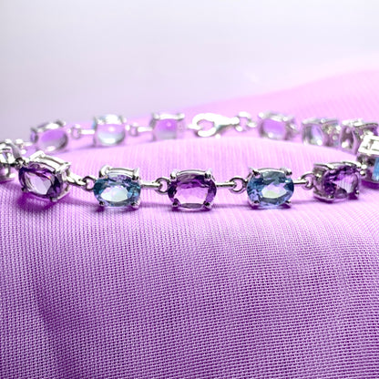 Oval Amethyst and Topaz Sterling Silver Bracelet