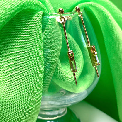 Peridot and citrine yellow gold drop earrings