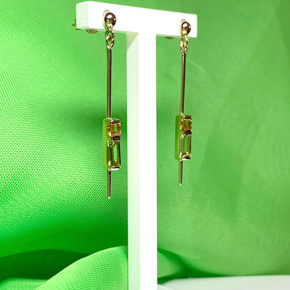 Peridot and citrine yellow gold drop earrings