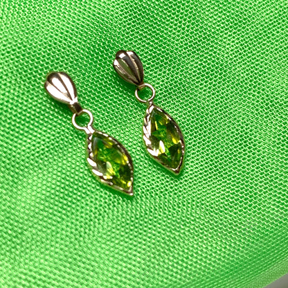 Peridot yellow gold marquise drop earrings