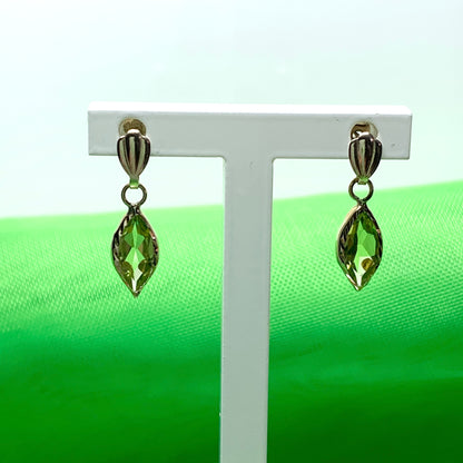 Peridot yellow gold marquise drop earrings