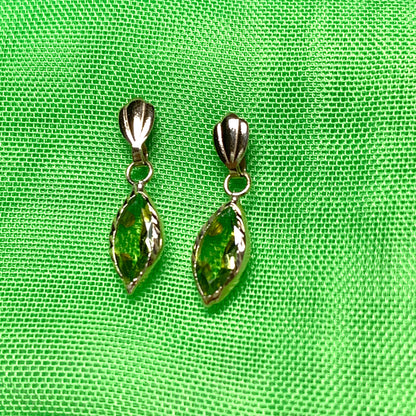 Peridot yellow gold marquise drop earrings