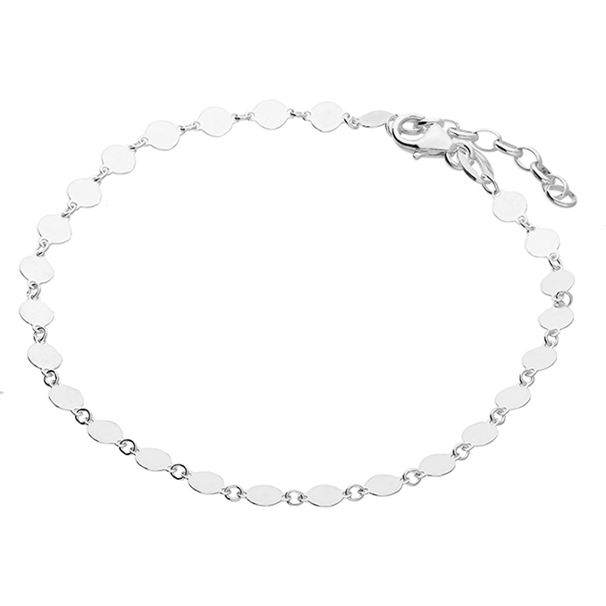 Circle link ladies polished sterling silver bracelet