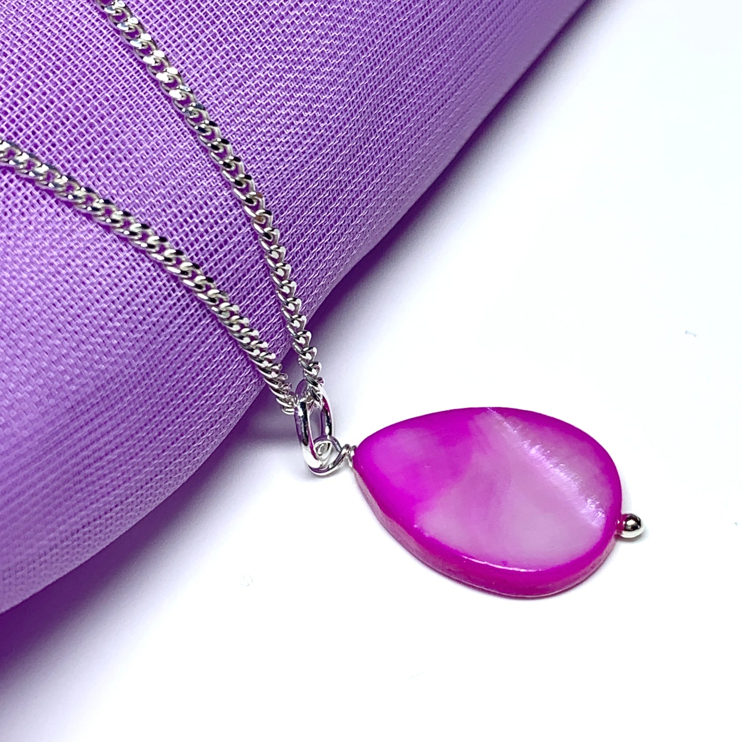 Pink Mother of Pearl Balloon Sterling Silver Necklace