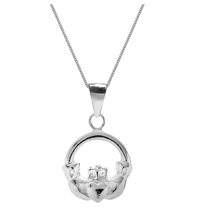 Small Claddagh sterling silver necklace pendant