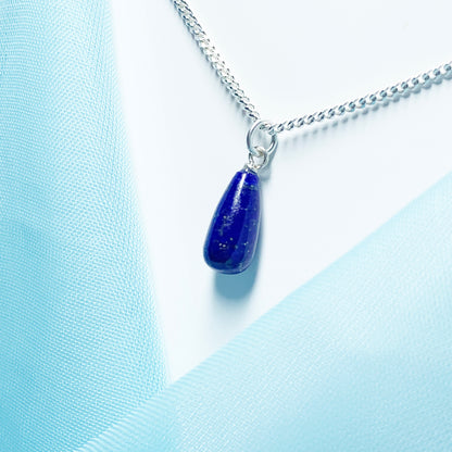 Small Lapis Lazuli Peardrop Sterling Silver Necklace