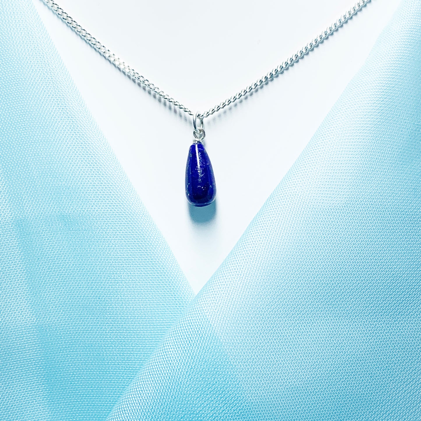 Small Lapis Lazuli Peardrop Sterling Silver Necklace
