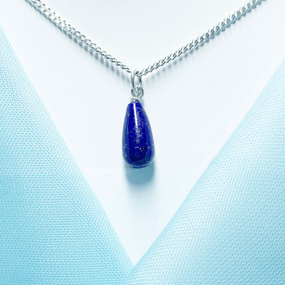 Small Lapis Lazuli Peardrop Sterling Silver Necklace