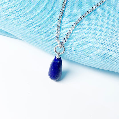 Small Lapis Lazuli Peardrop Sterling Silver Necklace