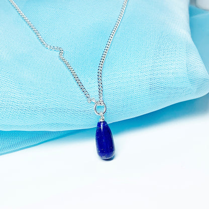 Small Lapis Lazuli Peardrop Sterling Silver Necklace