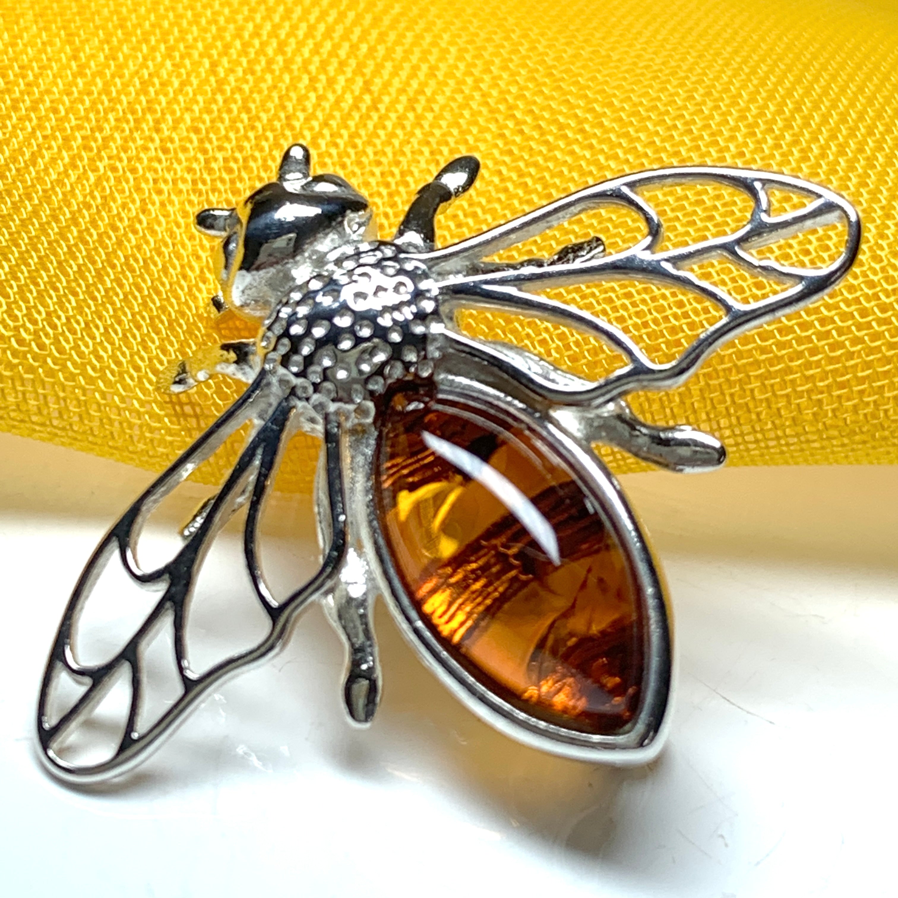 Sterling silver bee on sale brooch