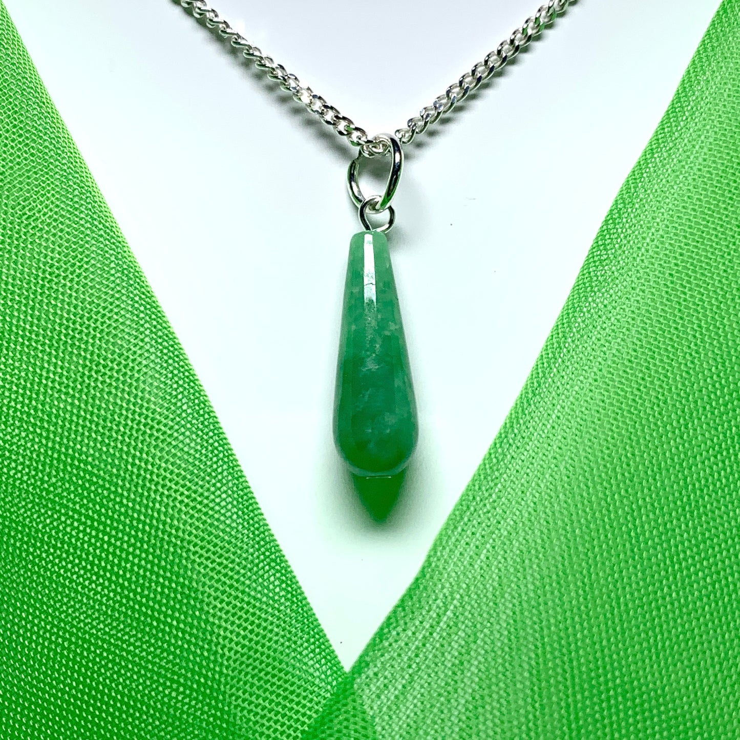 Tear Drop Jade Necklace Pendent Sterling Silver