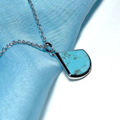 Turquoise Blue Green Cone Triangle Necklace Sterling Silver