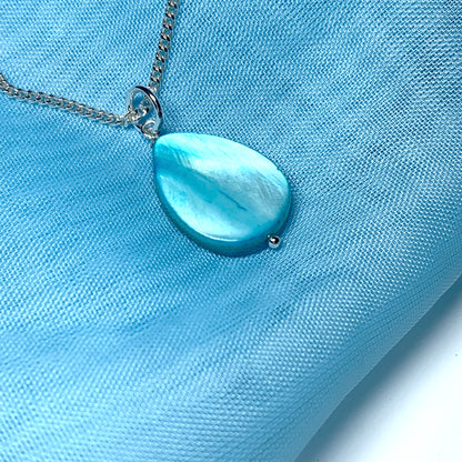 Turquoise Mother of Pearl Balloon Sterling Silver Necklace