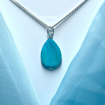 Turquoise Mother of Pearl Balloon Sterling Silver Necklace