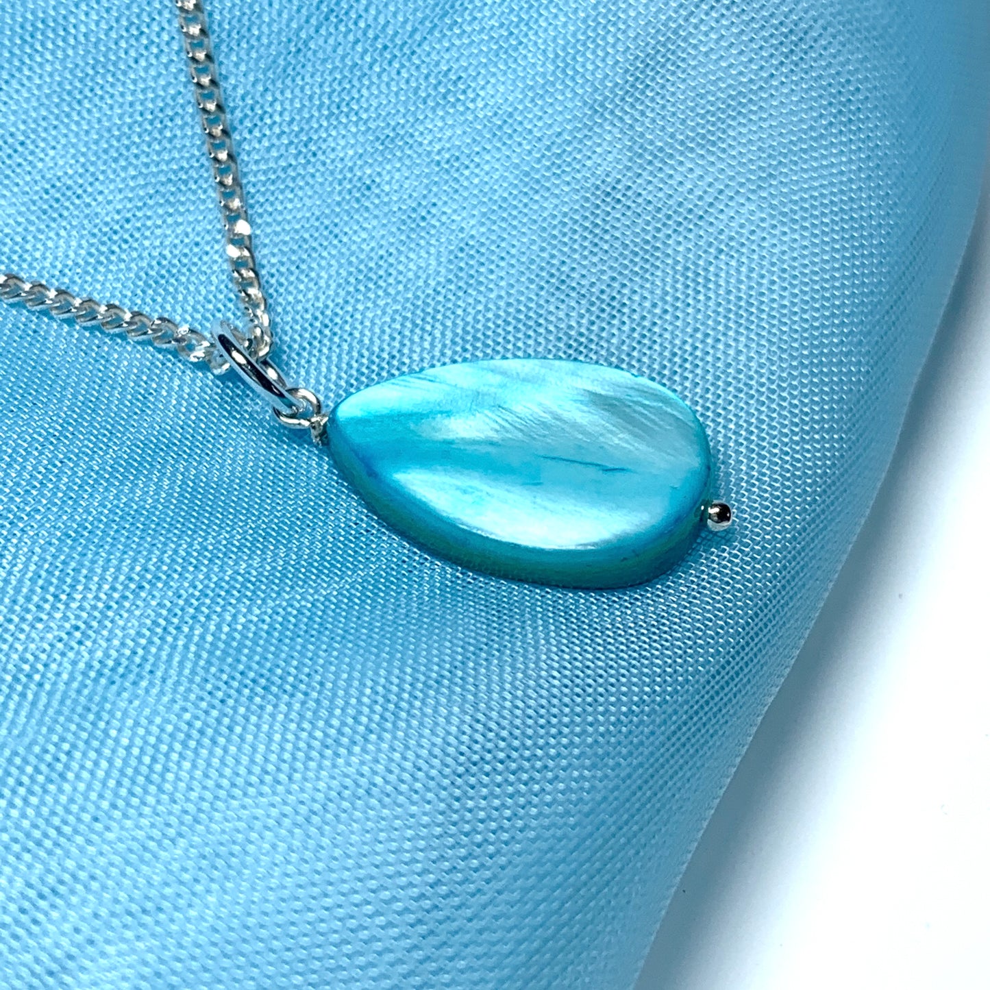 Turquoise Mother of Pearl Balloon Sterling Silver Necklace