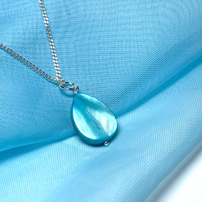 Turquoise Mother of Pearl Balloon Sterling Silver Necklace