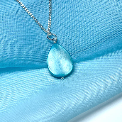 Turquoise Mother of Pearl Balloon Sterling Silver Necklace