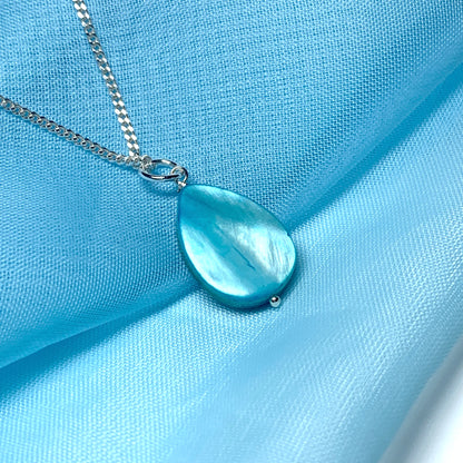 Turquoise Mother of Pearl Balloon Sterling Silver Necklace