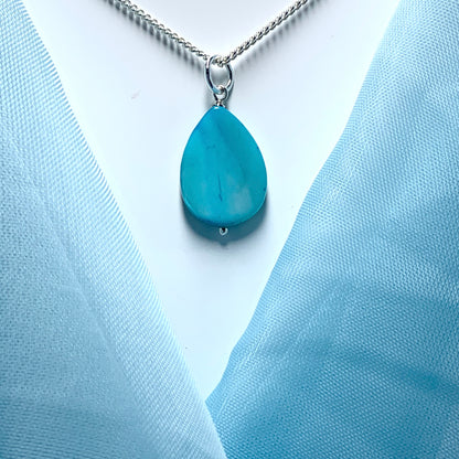 Turquoise Mother of Pearl Balloon Sterling Silver Necklace