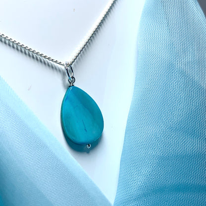 Turquoise Mother of Pearl Balloon Sterling Silver Necklace