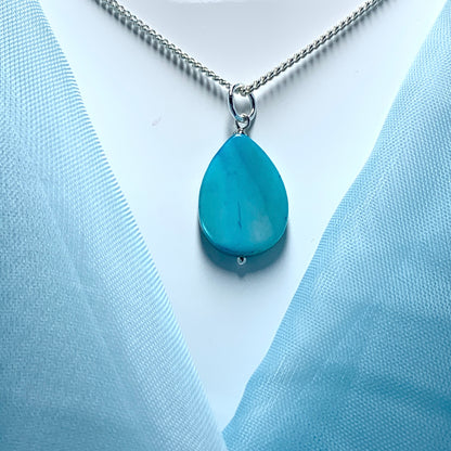 Turquoise Mother of Pearl Balloon Sterling Silver Necklace