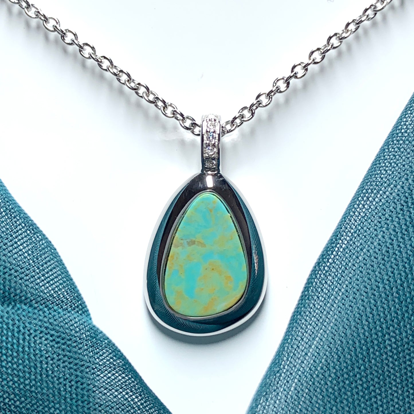 Turquoise Pear Shaped Sterling Silver Necklace