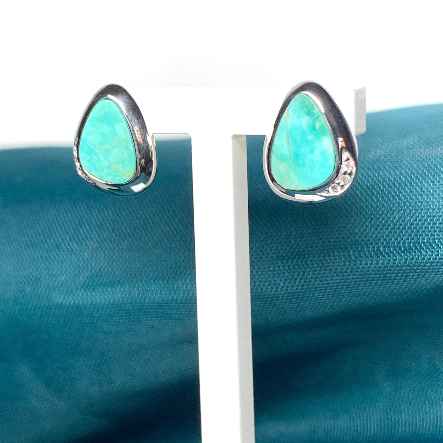 Turquoise Pear Drop Sterling Silver Stud Earrings