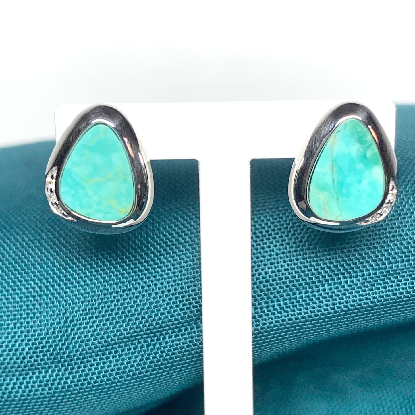 Turquoise Pear Drop Sterling Silver Stud Earrings