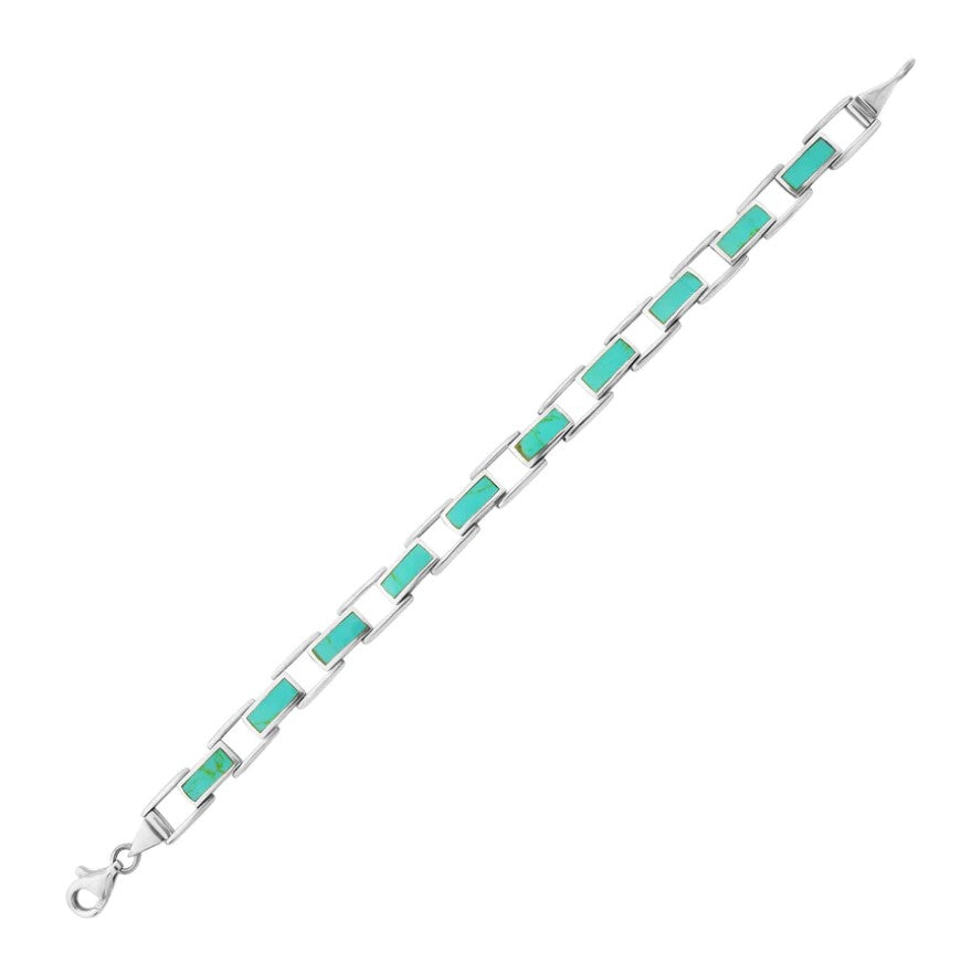 Fancy turquoise sterling silver square shaped bracelet