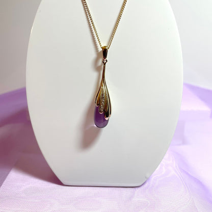 Amethyst and diamond long yellow gold necklace