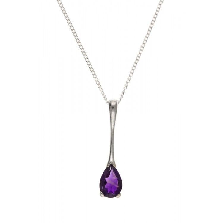 Amethyst pear shaped white gold necklace