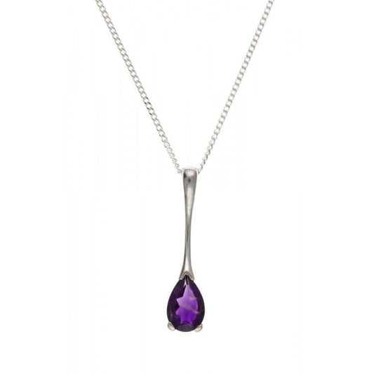 Amethyst pear shaped white gold necklace